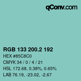 カラーコード: RGB 133 200.2 192 | qconv.com
