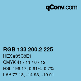 カラーコード: RGB 133 200.2 225 | qconv.com