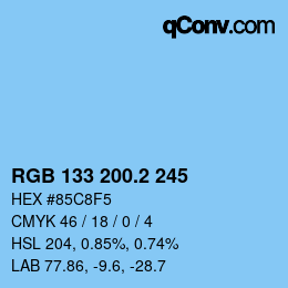 カラーコード: RGB 133 200.2 245 | qconv.com