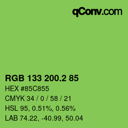 カラーコード: RGB 133 200.2 85 | qconv.com