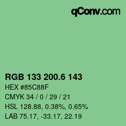カラーコード: RGB 133 200.6 143 | qconv.com