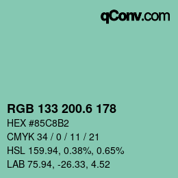 カラーコード: RGB 133 200.6 178 | qconv.com