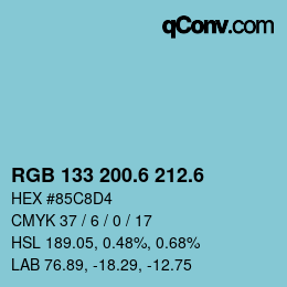 カラーコード: RGB 133 200.6 212.6 | qconv.com