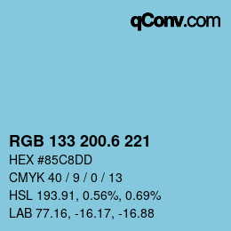カラーコード: RGB 133 200.6 221 | qconv.com