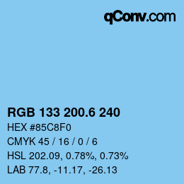 カラーコード: RGB 133 200.6 240 | qconv.com