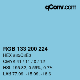 Color code: RGB 133 200 224 | qconv.com