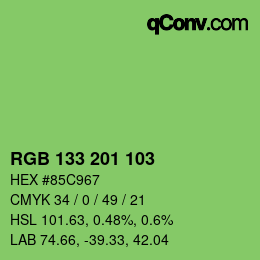 Color code: RGB 133 201 103 | qconv.com