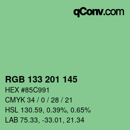 Color code: RGB 133 201 145 | qconv.com