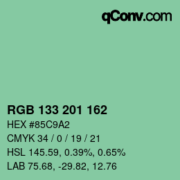 Color code: RGB 133 201 162 | qconv.com