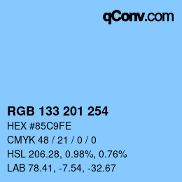 Color code: RGB 133 201 254 | qconv.com