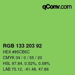 カラーコード: RGB 133 203 92 | qconv.com