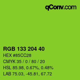 Color code: RGB 133 204 40 | qconv.com