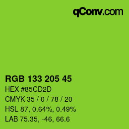 Color code: RGB 133 205 45 | qconv.com