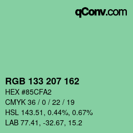 Color code: RGB 133 207 162 | qconv.com