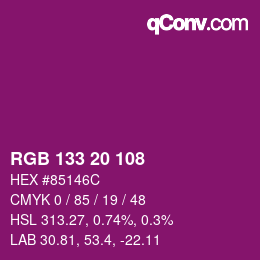 颜色代码: RGB 133 20 108 | qconv.com