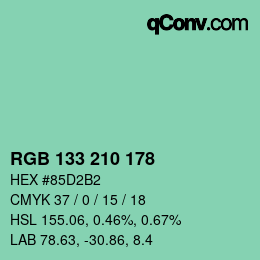 カラーコード: RGB 133 210 178 | qconv.com