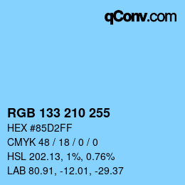 Color code: RGB 133 210 255 | qconv.com