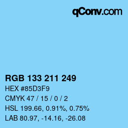 Color code: RGB 133 211 249 | qconv.com