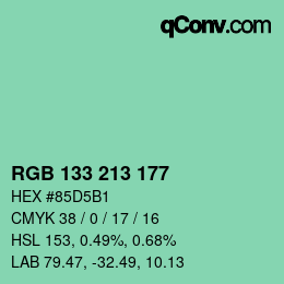 カラーコード: RGB 133 213 177 | qconv.com