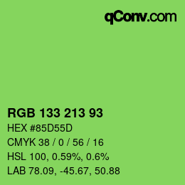 颜色代码: RGB 133 213 93 | qconv.com