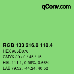 カラーコード: RGB 133 216.8 118.4 | qconv.com