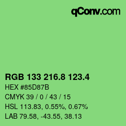 カラーコード: RGB 133 216.8 123.4 | qconv.com