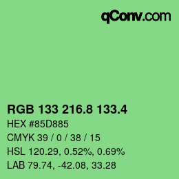 カラーコード: RGB 133 216.8 133.4 | qconv.com