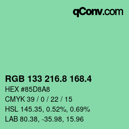 カラーコード: RGB 133 216.8 168.4 | qconv.com