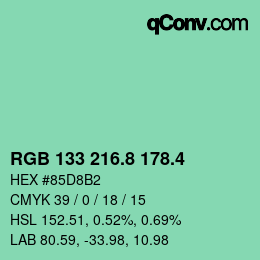 カラーコード: RGB 133 216.8 178.4 | qconv.com