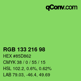 Color code: RGB 133 216 98 | qconv.com