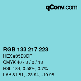カラーコード: RGB 133 217 223 | qconv.com