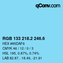 カラーコード: RGB 133 218.2 246.6 | qconv.com