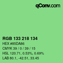 Color code: RGB 133 218 134 | qconv.com