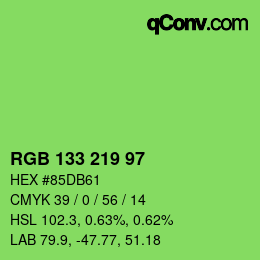 颜色代码: RGB 133 219 97 | qconv.com