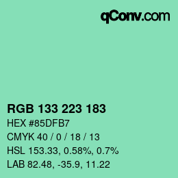 Farbcode: RGB 133 223 183 | qconv.com