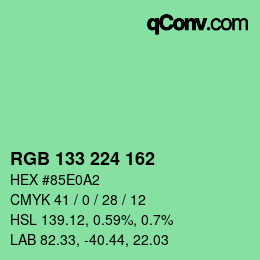 Color code: RGB 133 224 162 | qconv.com