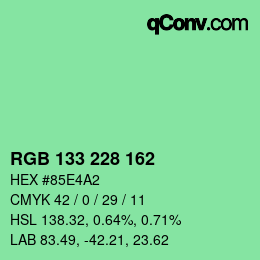 Color code: RGB 133 228 162 | qconv.com