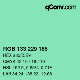 Código de color: RGB 133 229 185 | qconv.com