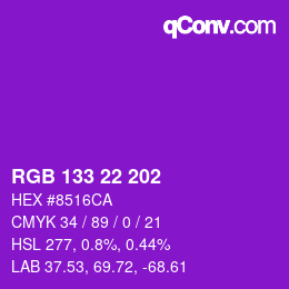 Color code: RGB 133 22 202 | qconv.com