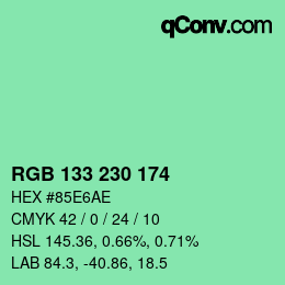 Color code: RGB 133 230 174 | qconv.com