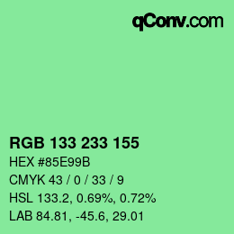 Color code: RGB 133 233 155 | qconv.com