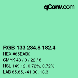 カラーコード: RGB 133 234.8 182.4 | qconv.com