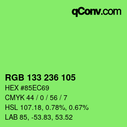 Color code: RGB 133 236 105 | qconv.com