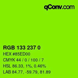 Color code: RGB 133 237 0 | qconv.com