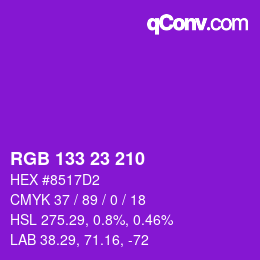 Color code: RGB 133 23 210 | qconv.com