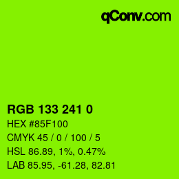 颜色代码: RGB 133 241 0 | qconv.com