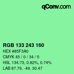 Color code: RGB 133 243 160 | qconv.com