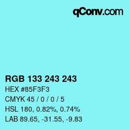 Color code: RGB 133 243 243 | qconv.com