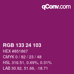 カラーコード: RGB 133 24 103 | qconv.com