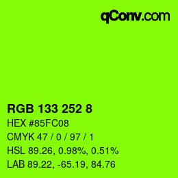颜色代码: RGB 133 252 8 | qconv.com